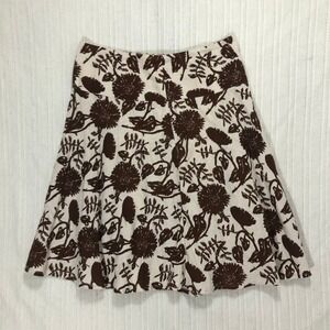 Linen Cotton Blend GAP Floral‎ Print Skirt A-Line Brown Flowers Size 14